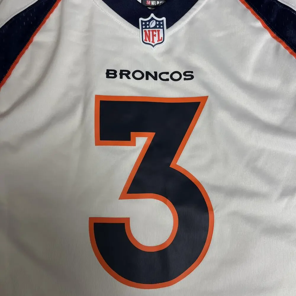 Denver Broncos Jersey Mens 3XL White NFL Football Russell Wilson 3 Nike On Field